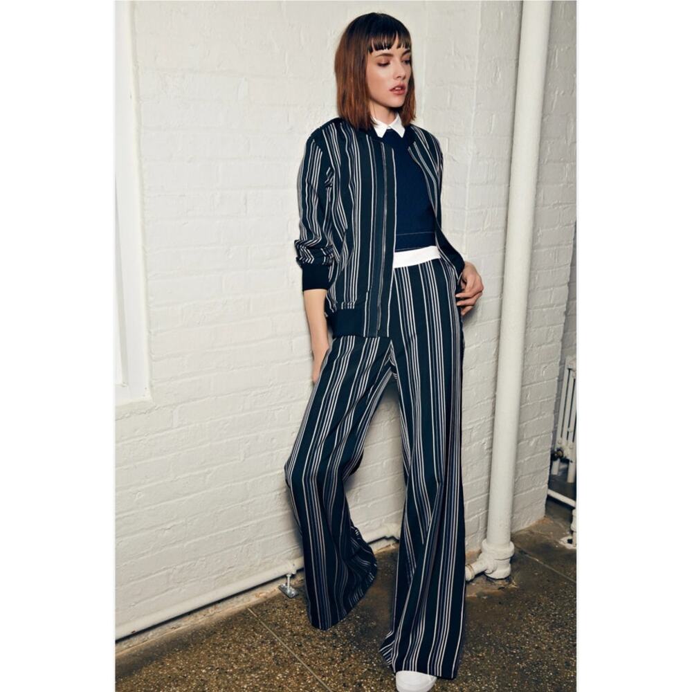 Misha Nonoo Spring 2017 Striped Wide Leg Pants NWT Size 4 High Rise Trousers